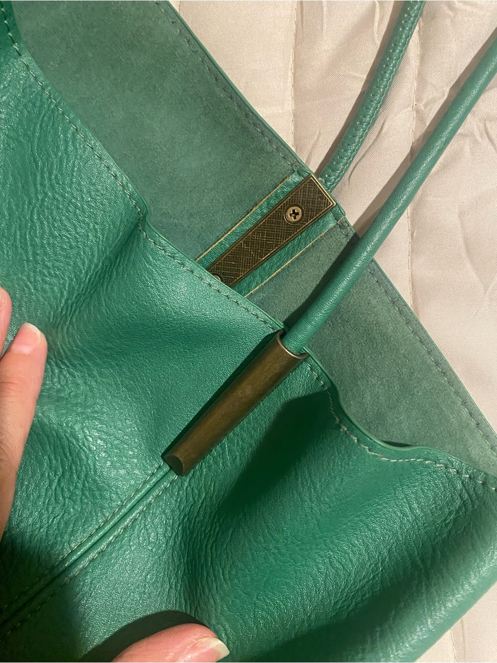 Anthropologie Green Leather Tote Bag - Picture 5 of 6